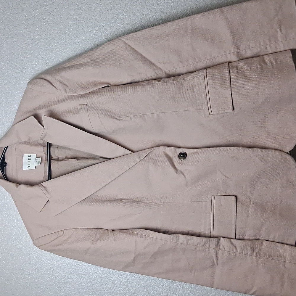 Reiss Womens Blazer Light Pink Size S Single Button Front Structure Pads